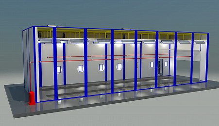 Окрасочно-сушильная камера тупикового типа SPK-15.5.5 для нефтегазовой отрасли